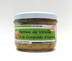 Terrine de volaille à la compotée d'oignons